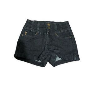 Bebe Dark Blue High Waist Rise Jewel Denim Jean Shorts 24